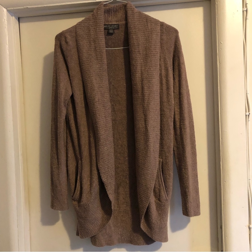 ❤️Barefoot Dreams Bamboo Chic Lite Tan Taupe Open Cardigan Pockets Size XS/S